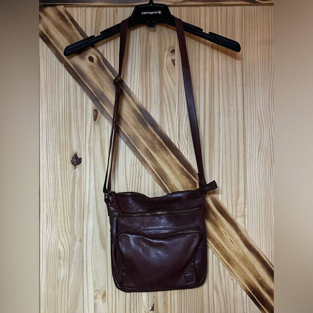 Wise Owl Leather Crossbody Burgundy